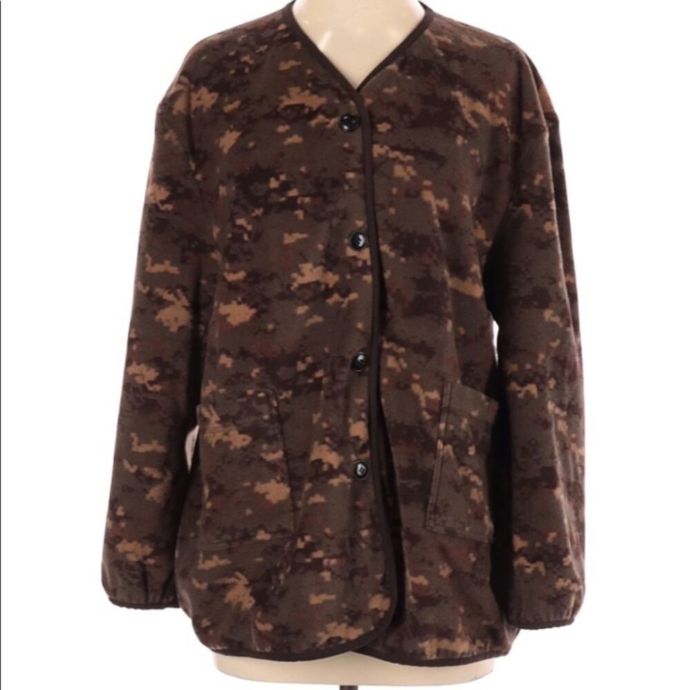 Urban Outfitters Made by Fleamadonna camo velour fleece‎ cardigan, size small